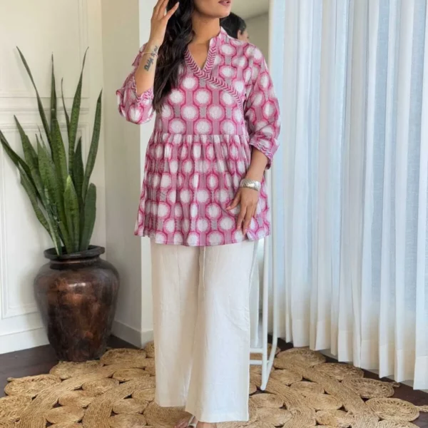 Angrakha Style Short Kurti With Pant
