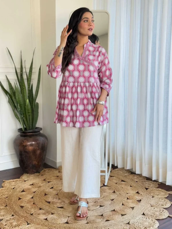 Angrakha Style Short Kurti With Pant