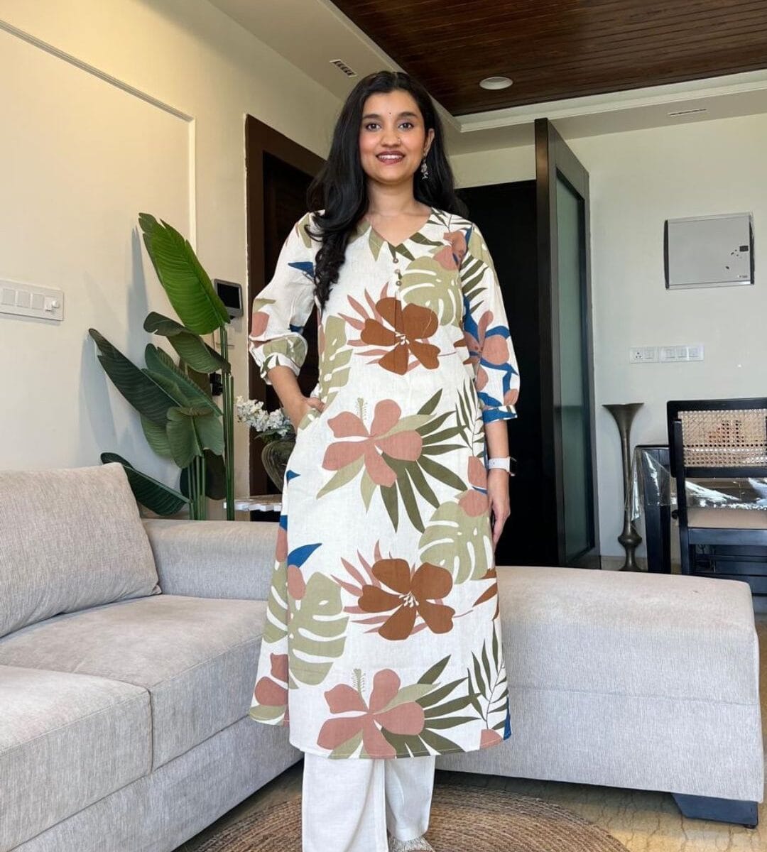 Floral Printed White Co-Ord Set