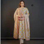 Printed Cotton Kurti Pant Dupatta Set
