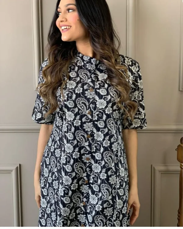 Printed Black & White Kurti Palazzo Set