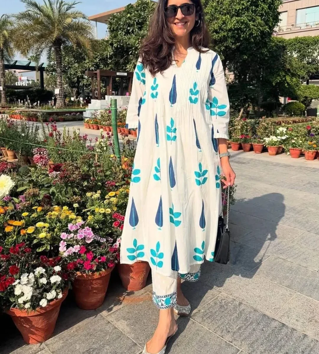 Cotton White Office Wear Kurti Pant Set