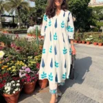 Cotton White Office Wear Kurti Pant Set