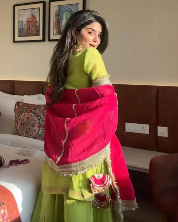 Party Wear Green Sharara Suit Set