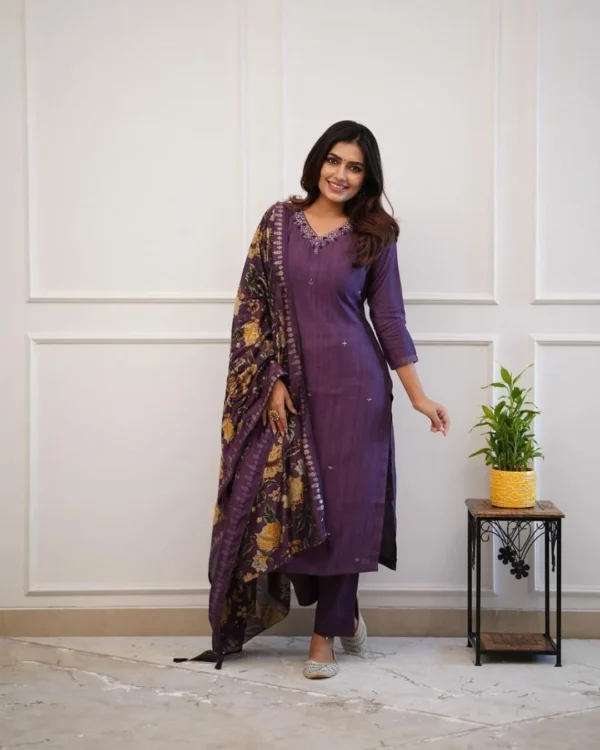 Purple Rayon Salwar Suit Set