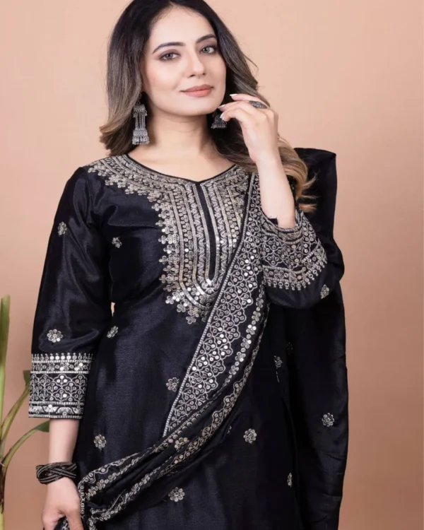 Pakistani Black Colour Sharara Suit Set​