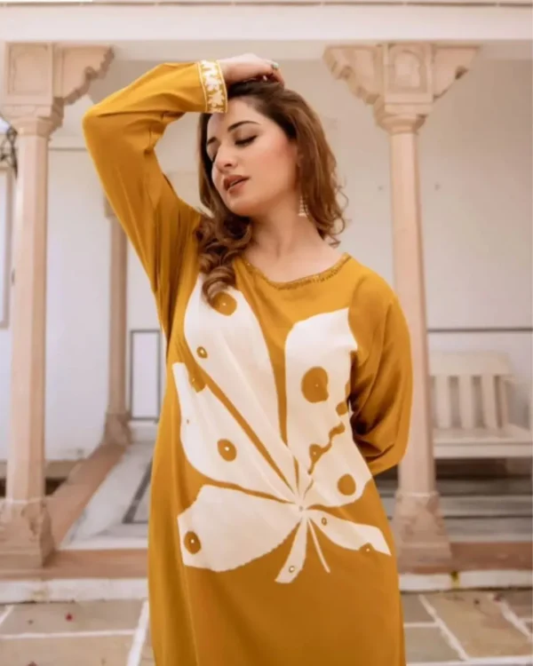 Rayon Yellow Kurti With Palazzo Set