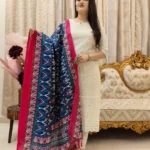White Suit With Blue Dupatta ​