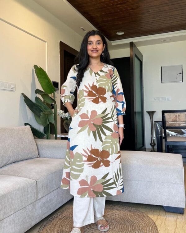 Floral Printed White Co-Ord Set