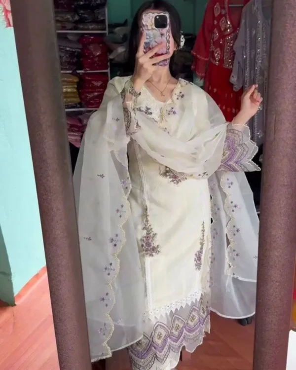 Party Wear White Salwar Suit Set