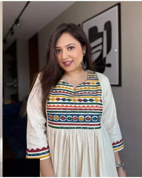 White Flared Kurti Pant Set