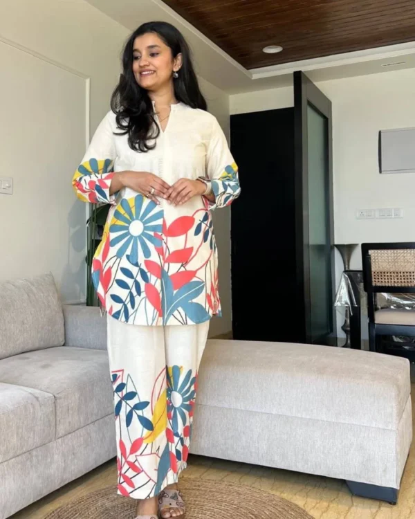 Floral Printed White Co-Ord Set