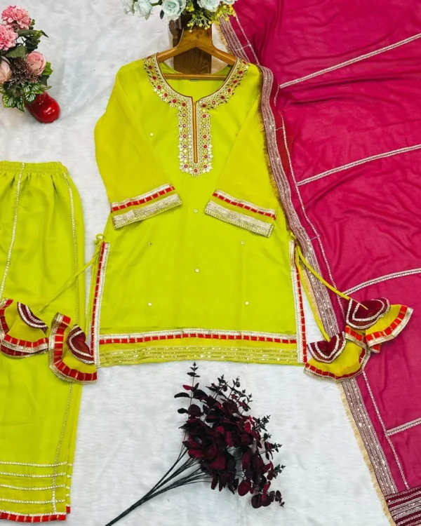 Party Wear Green Sharara Suit Set