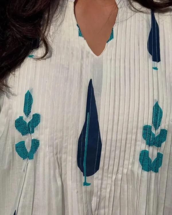 Cotton White Office Wear Kurti Pant Set