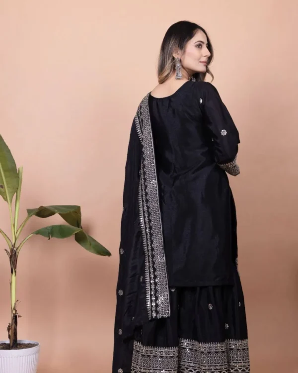 Pakistani Black Colour Sharara Suit Set​