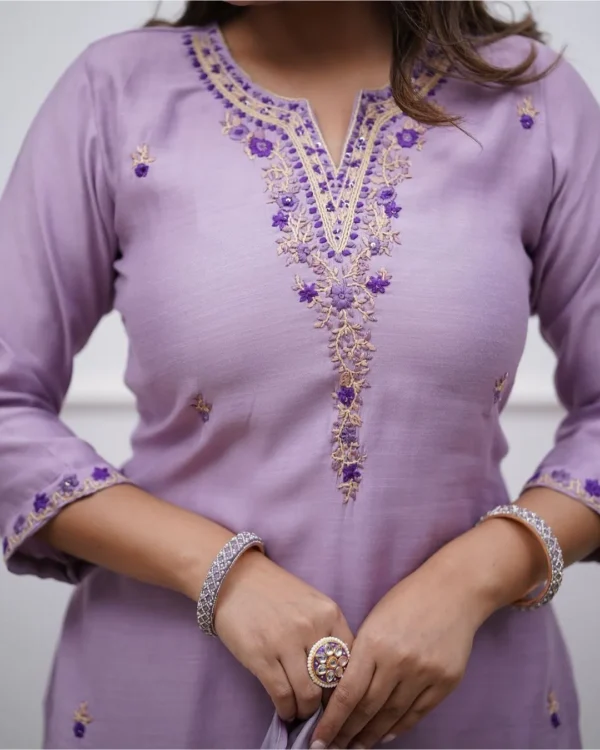 Light Purple Muslin Silk Suit Set