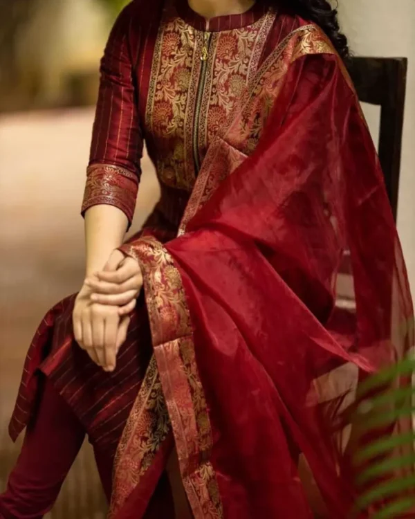 Cotton Kurti Pant Dupatta Party Wear Set