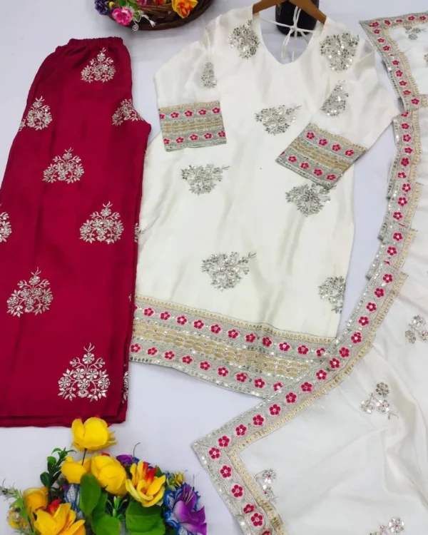 Party Wear Red And White Suit For Women​