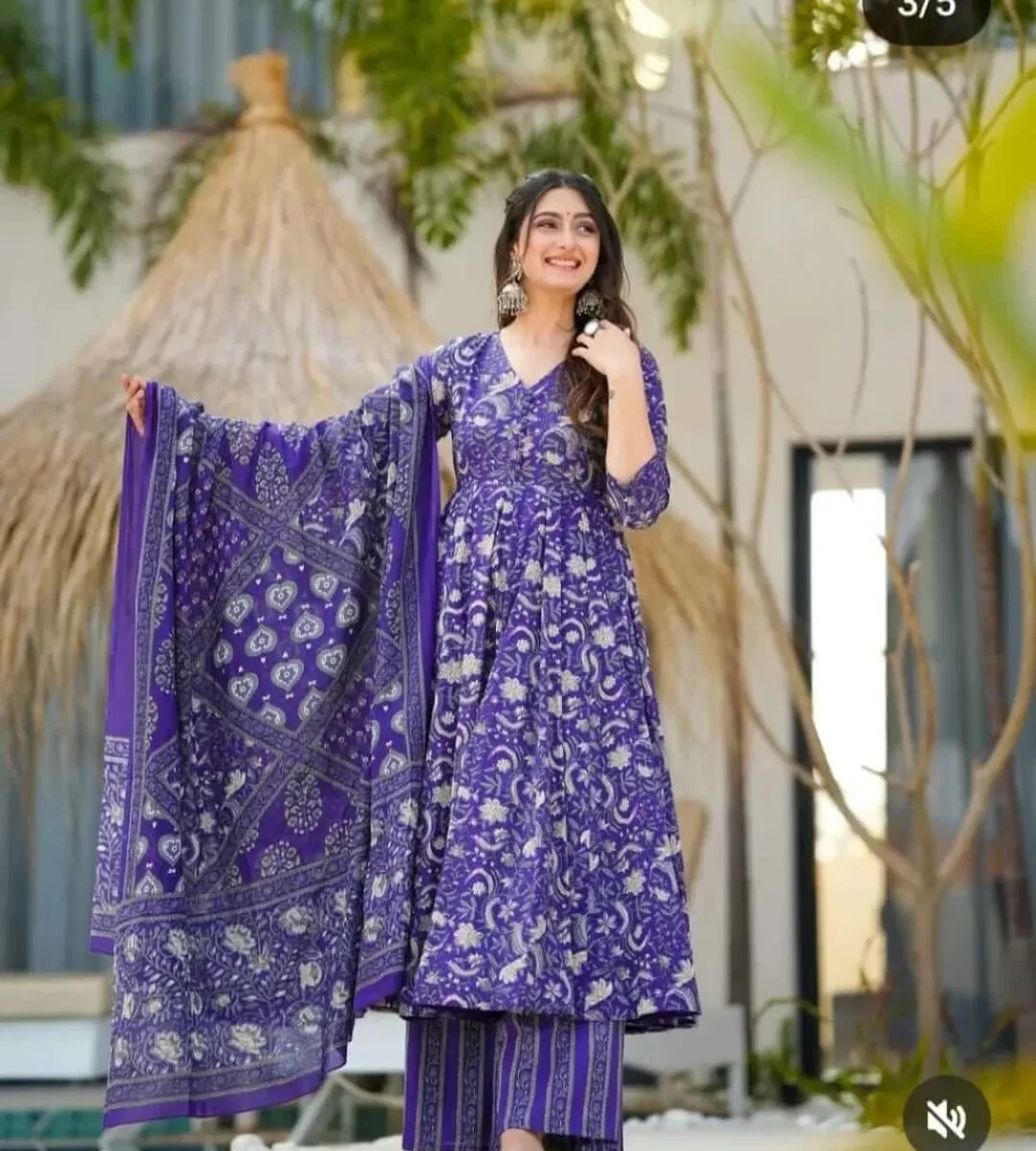 Purple Colour Anarkali Suit Set