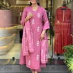 Floral Printed Pink Cotton Suit Set​