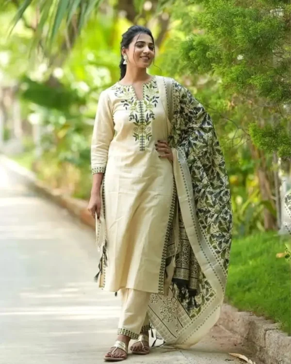 Off White Color Salwar Suit​ With Dupatta
