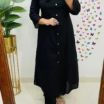 Black Color Cotton Kurti Pant Set