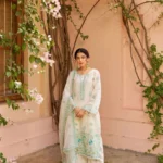 Party Wear White Chanderi Silk Suit Set