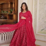 Red Anarkali Gown With Dupatta