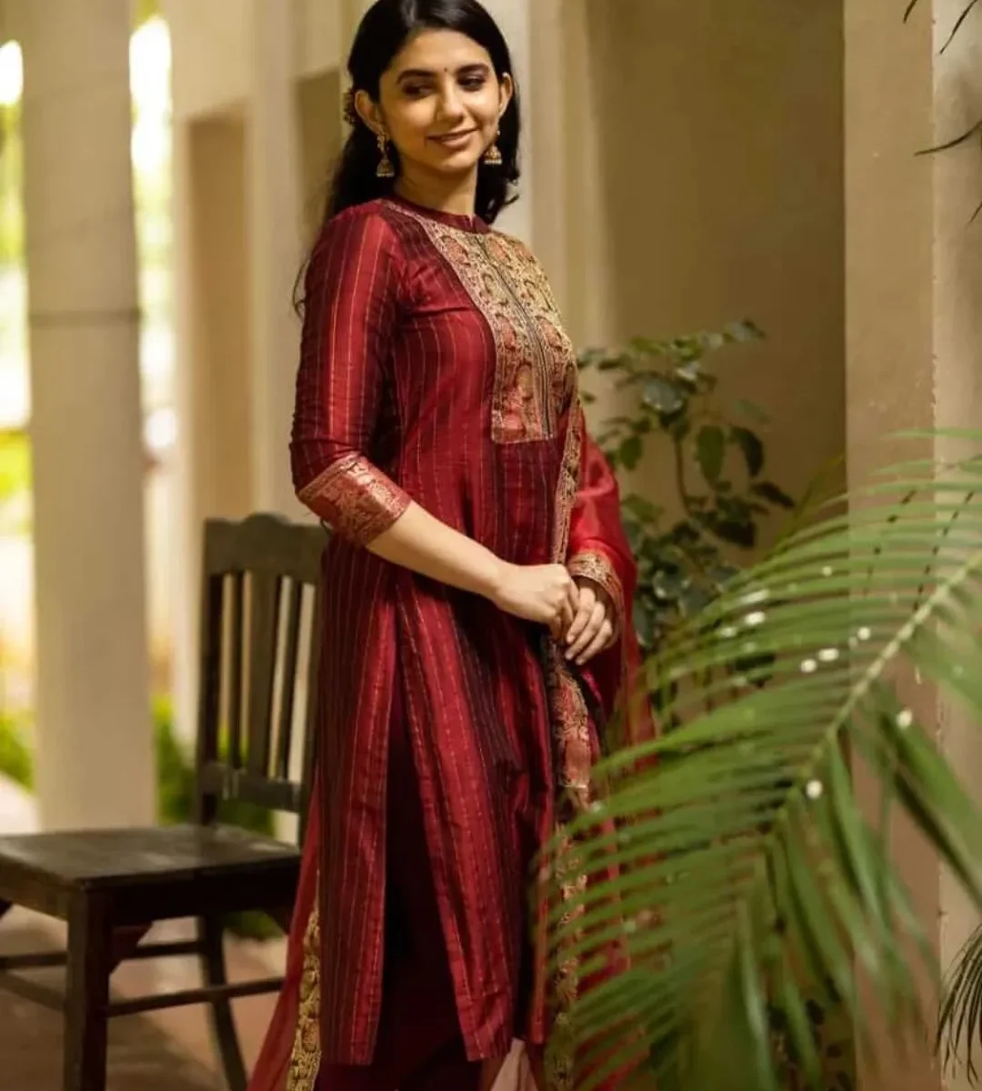 Cotton Kurti Pant Dupatta Party Wear Set