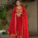 Orange Anarkali Suit With Dupatta