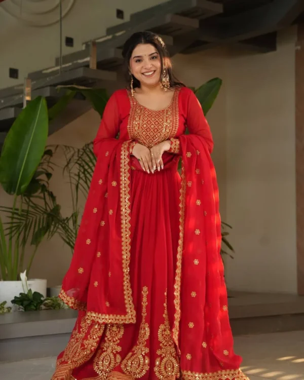 Orange Anarkali Suit With Dupatta