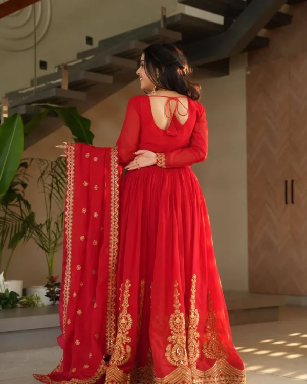 Orange Anarkali Suit With Dupatta