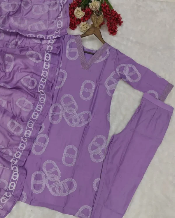 Printed Cotton Kurti Pant Dupatta Set