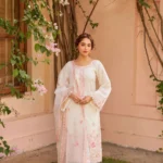 Chanderi Silk White Pink Suit Set