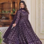 Party Wear Purple Gown With Dupatta Set