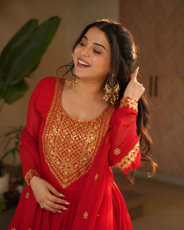 Orange Anarkali Suit With Dupatta