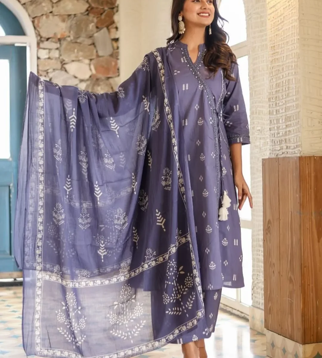 Pure Mal Cotton Angrakha Suit Set