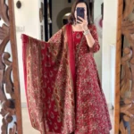 Anarkali Floral Print Salwar Suit Set 1