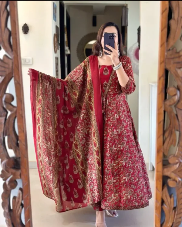 Anarkali Floral Print Salwar Suit Set 1