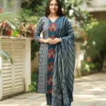 Cotton Ajrakh Printed Anarkali Suit Set​