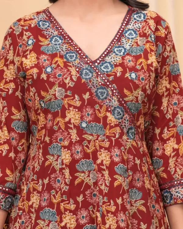 Cotton Anarkali Angrakha Style Suit Set​ Front