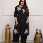 Cotton Black Color Kurti Palazzo Set
