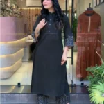 Cotton Black Color Kurti Palazzo Set