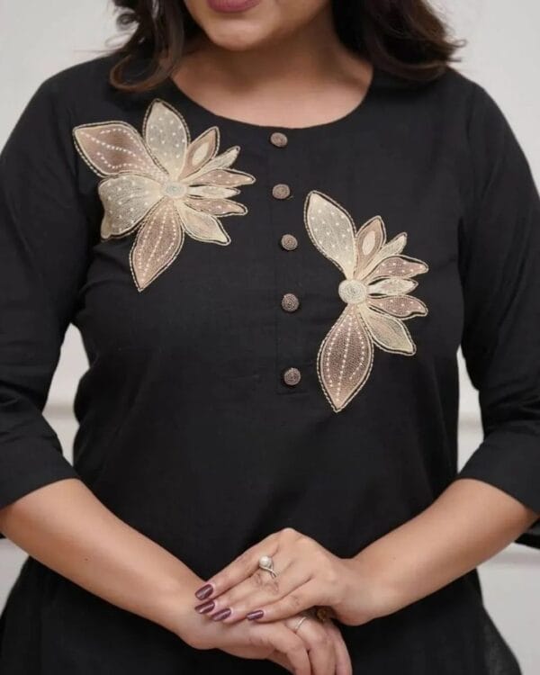 Cotton Black Color Kurti Palazzo Set