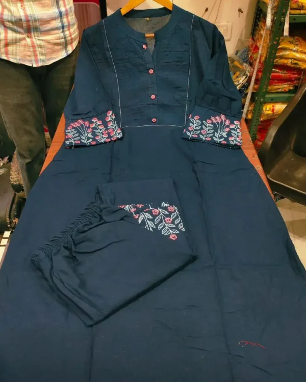 Cotton Flex Black Color Kurti Palazzo Set 1