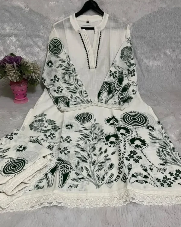 Cotton White Color Kurti Palazzo Set 1