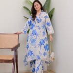 Cotton White Office Wear Kurti Pant Set