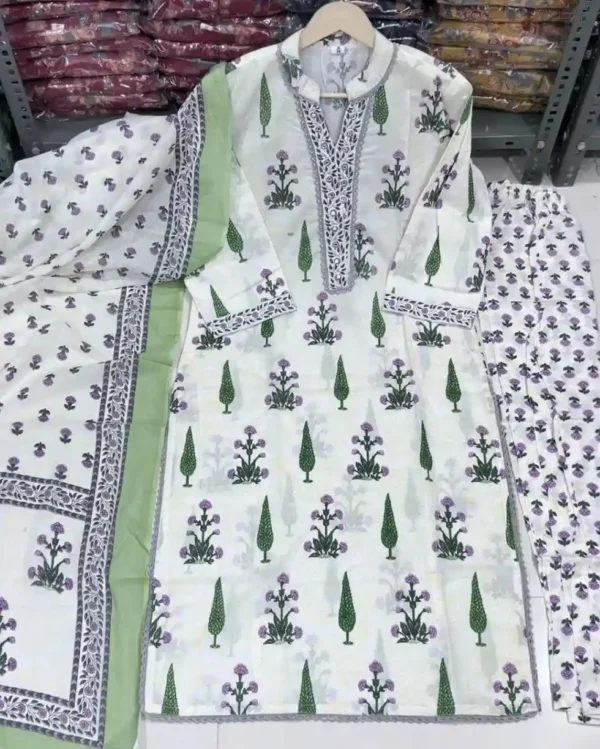 Off White Cotton Suit Set