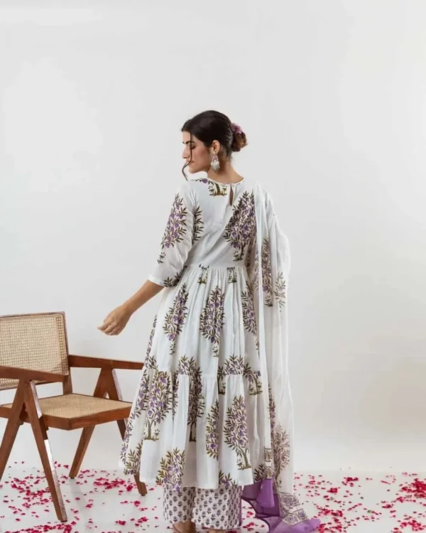 Printed White Kurti Set With Dupatta Set