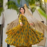 Printed Cotton Yellow Kurti Pant Dupatta Set